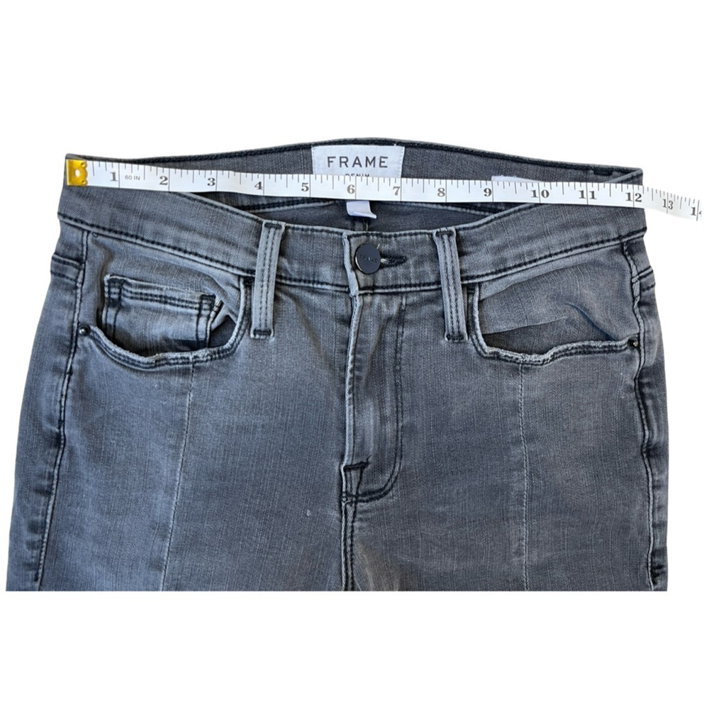 Frame Denim Le Nouveau Split Hem Straight Cropped Black Gray Jean - Size 24 - Picture 7 of 12